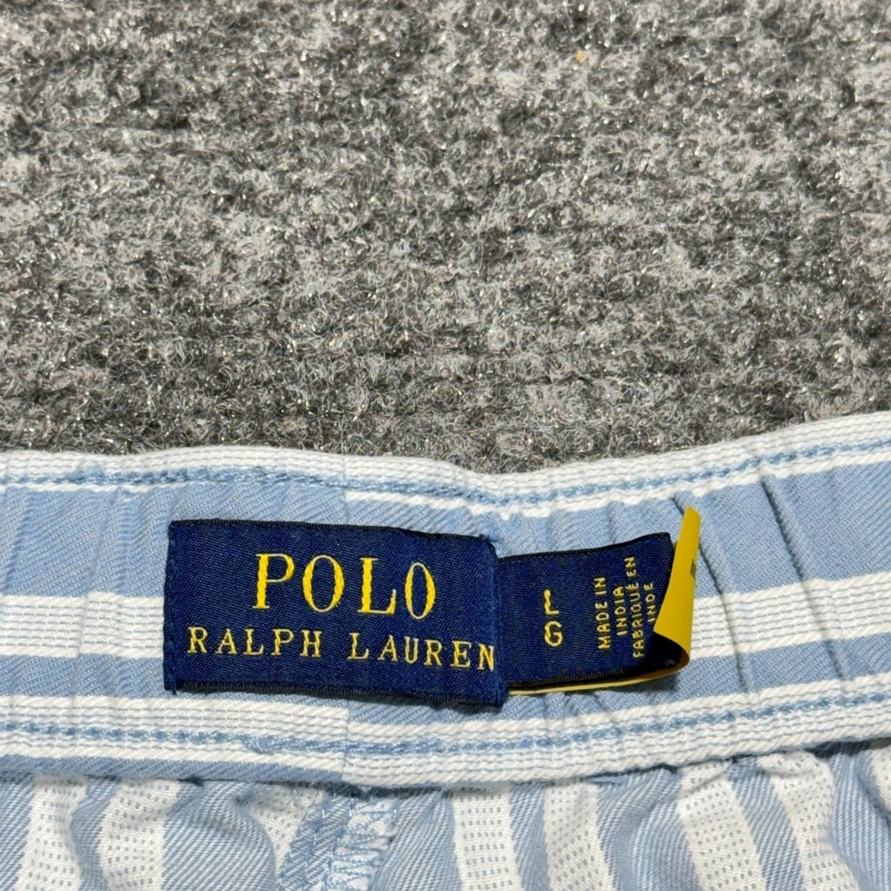 Polo Ralph Lauren Shorts Womens Large Blue White Striped Drawstring Prepster 3" - Picture 5 of 9